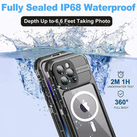 Buy IP68 Waterproof Phone Case, Compatible with Magsafe, Built in Screen Protector, 14FT Shockproof, Rugged Metal Full Body Aluminum Cover - Kayden at Caseles-iPhone 16 Pro Max, Black