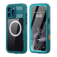 Buy IP68 Waterproof Phone Case, Compatible with Magsafe, Built in Screen Protector, 14FT Shockproof, Rugged Metal Full Body Aluminum Cover - Kayden at Caseles-iPhone 16 Pro Max, Blue