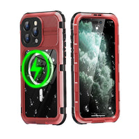 Buy IP68 Waterproof Phone Case, Compatible with Magsafe, Built in Screen Protector, 14FT Shockproof, Rugged Metal Full Body Aluminum Cover - Kayden at Caseles-iPhone 16 Pro Max, Red