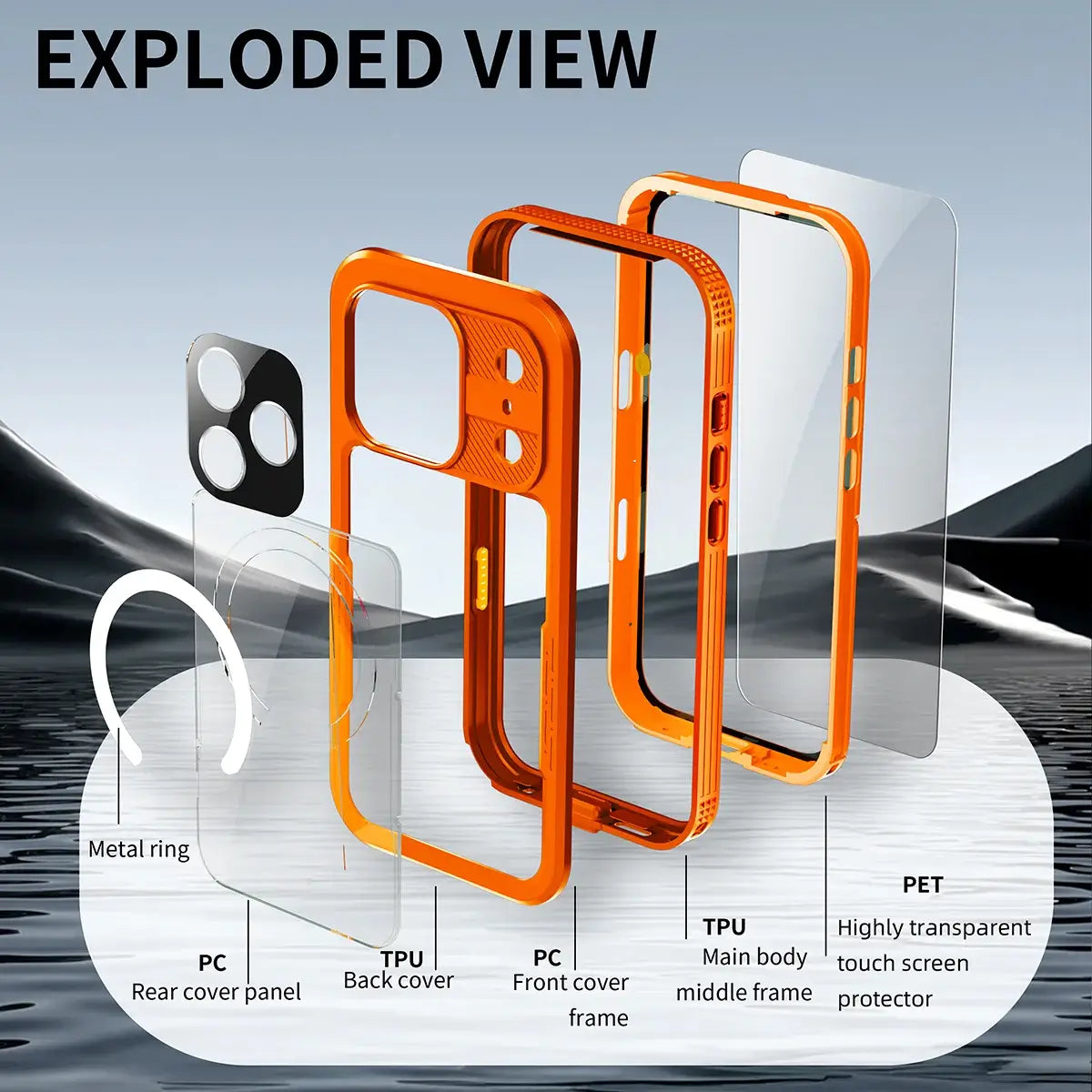 Buy IP68 Waterproof Phone Case, Compatible with Magsafe, Built in Screen Protector, 14FT Shockproof, Rugged Metal Full Body Aluminum Cover - Kayden at Caseles-iPhone 17 Pro Max, Black