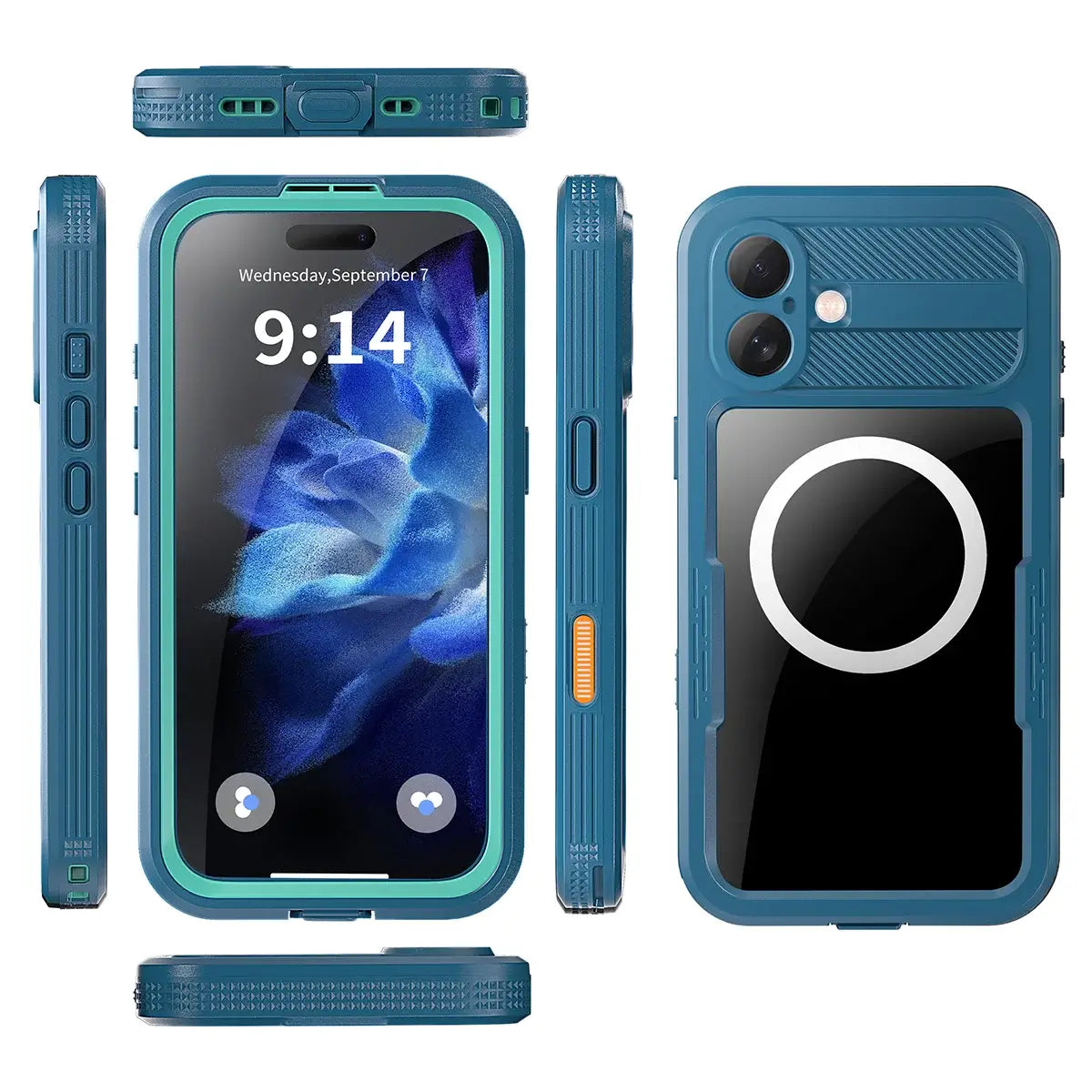 Buy IP68 Waterproof Phone Case, Compatible with Magsafe, Built in Screen Protector, 14FT Shockproof, Rugged Metal Full Body Aluminum Cover - Kayden at Caseles-iPhone 17 Pro Max, Black