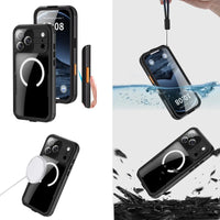 Buy IP68 Waterproof Phone Case, Compatible with Magsafe, Built in Screen Protector, 14FT Shockproof, Rugged Metal Full Body Aluminum Cover - Kayden at Caseles-iPhone 17 Pro Max, Black