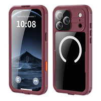 Buy IP68 Waterproof Phone Case, Compatible with Magsafe, Built in Screen Protector, 14FT Shockproof, Rugged Metal Full Body Aluminum Cover - Kayden at Caseles-iPhone 18 Pro Max, Burgundy