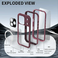 Buy IP68 Waterproof Phone Case, Compatible with Magsafe, Built in Screen Protector, 14FT Shockproof, Rugged Metal Full Body Aluminum Cover - Kayden at Caseles-iPhone 18 Pro Max, Burgundy