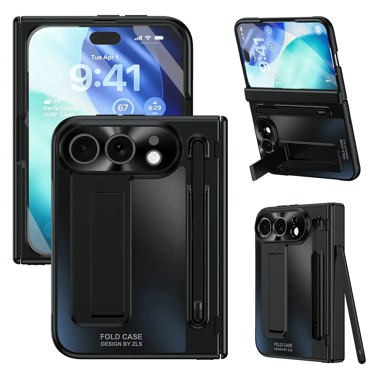 Buy Heavy-Duty Case with Integrated Stylus Slot, Metal CD Camera Ring, Built-In Stand & 360° Drop Defense - KILO at Caseles-iPhone Ultra, Black