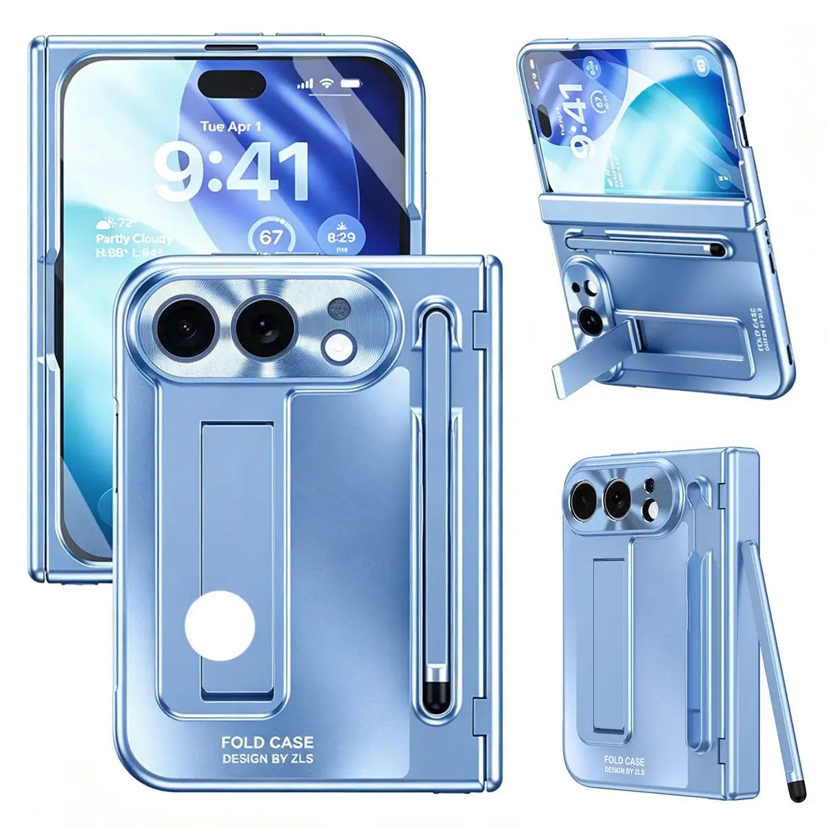 Buy Heavy-Duty Case with Integrated Stylus Slot, Metal CD Camera Ring, Built-In Stand & 360° Drop Defense - KILO at Caseles-iPhone Ultra, Blue