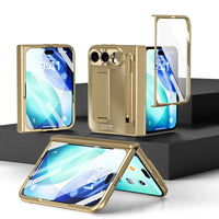 Buy Heavy-Duty Case with Integrated Stylus Slot, Metal CD Camera Ring, Built-In Stand & 360° Drop Defense - KILO at Caseles-iPhone Ultra, Gold