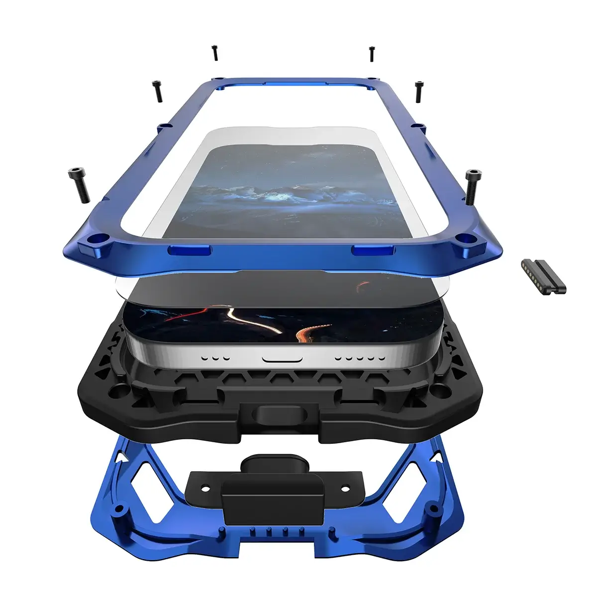 Buy Military Grade Magnetic Case for iPhone 17 Series, Full-Body Armor with Screen Protector, 360° Rotatable Kickstand & Lens Guard - Knox at Caseles-iPhone 17 Pro Max, Black