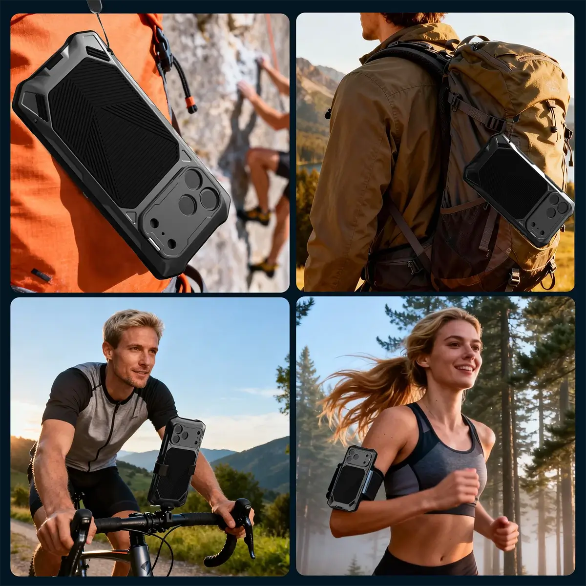 Buy Military Grade Magnetic Case for iPhone 17 Series, Full-Body Armor with Screen Protector, 360° Rotatable Kickstand & Lens Guard - Knox at Caseles-iPhone 17 Pro Max, Black