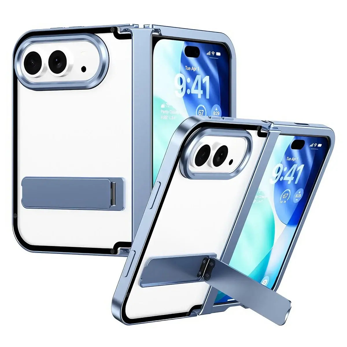 Buy Multi-Functional Aluminum Alloy Case with Full-Wrap Hinge, All-in-One Kickstand, Micro Matte Back & Precision Camera Defense - KOREN at Caseles-iPhone Duo, Blue