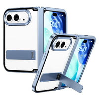 Buy Multi-Functional Aluminum Alloy Case with Full-Wrap Hinge, All-in-One Kickstand, Micro Matte Back & Precision Camera Defense - KOREN at Caseles-iPhone Duo, Blue