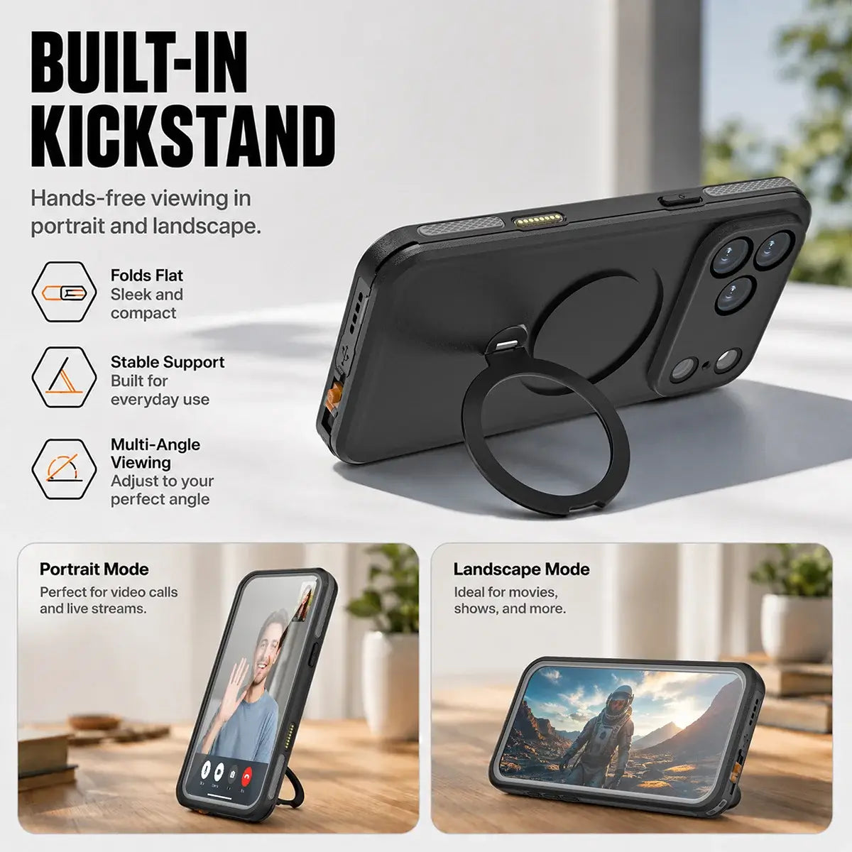 Buy IP68 Waterproof Case with MagSafe Magnetic Ring, Built-In Kickstand & 360° Full-Body Drop Protection - KRONOS at Caseles-iPhone 18 Pro Max, 