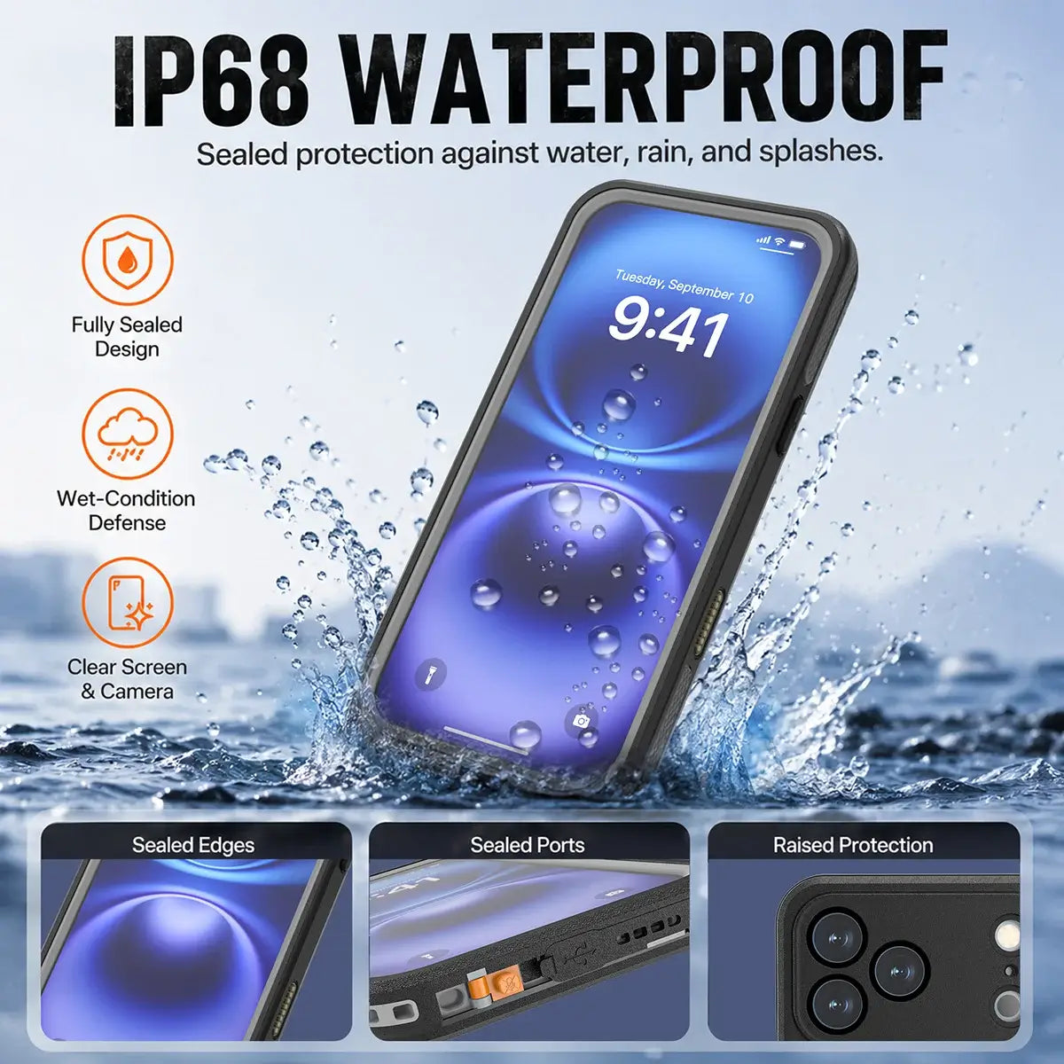 Buy IP68 Waterproof Case with MagSafe Magnetic Ring, Built-In Kickstand & 360° Full-Body Drop Protection - KRONOS at Caseles-iPhone 18 Pro Max, 