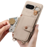 Buy Leather Crossbody Wallet Case with Mirror, Card Slots, Stand & Shockproof Shell for Google Pixel - Kylie at Caseles-Google Pixel 9 Pro XL, Black