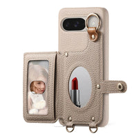 Buy Leather Crossbody Wallet Case with Mirror, Card Slots, Stand & Shockproof Shell for Google Pixel - Kylie at Caseles-Google Pixel 9 Pro XL, Black