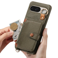 Buy Leather Crossbody Wallet Case with Mirror, Card Slots, Stand & Shockproof Shell for Google Pixel - Kylie at Caseles-Google Pixel 9 Pro XL, Black