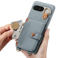 Buy Leather Crossbody Wallet Case with Mirror, Card Slots, Stand & Shockproof Shell for Google Pixel - Kylie at Caseles-Google Pixel 9 Pro XL, Black