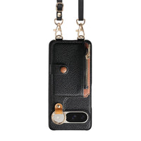 Buy Leather Crossbody Wallet Case with Mirror, Card Slots, Stand & Shockproof Shell for Google Pixel - Kylie at Caseles-Google Pixel 9 Pro XL, Black