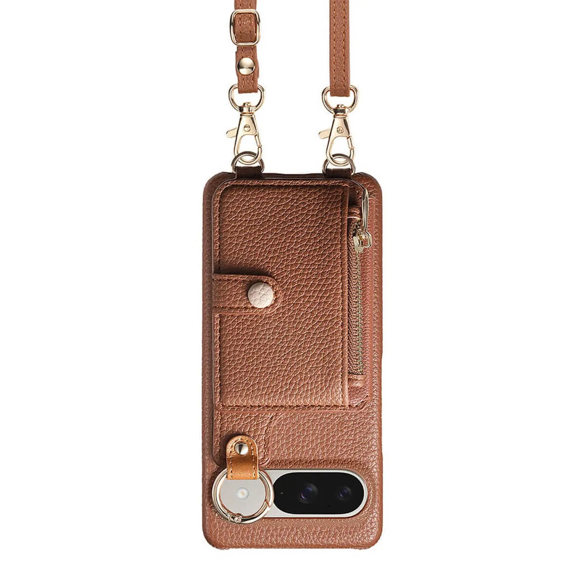 Buy Leather Crossbody Wallet Case with Mirror, Card Slots, Stand & Shockproof Shell for Google Pixel - Kylie at Caseles-Google Pixel 9 Pro XL, Black