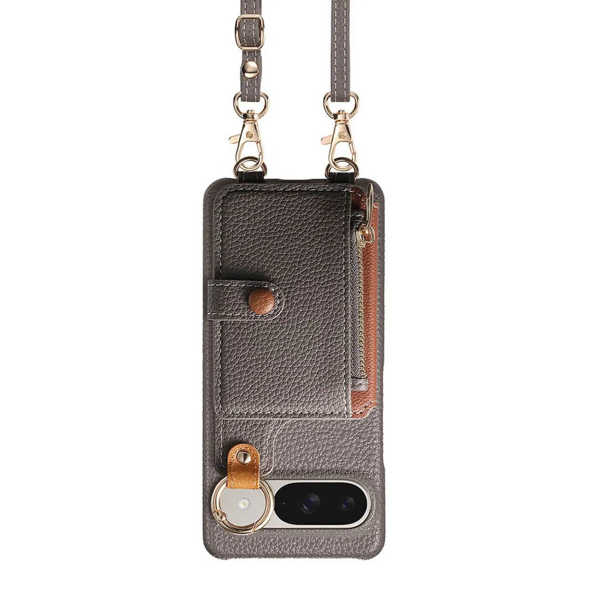 Buy Leather Crossbody Wallet Case with Mirror, Card Slots, Stand & Shockproof Shell for Google Pixel - Kylie at Caseles-Google Pixel 9 Pro XL, Black