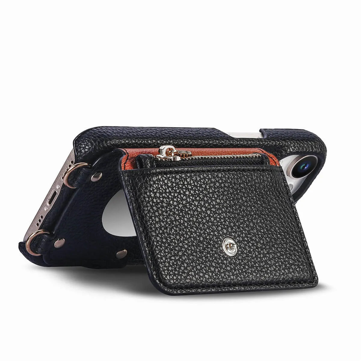 Buy Leather Crossbody Wallet Case with Mirror, Card Slots, Stand & Shockproof Shell for Google Pixel - Kylie at Caseles-Google Pixel 9 Pro XL, Black