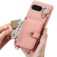 Buy Leather Crossbody Wallet Case with Mirror, Card Slots, Stand & Shockproof Shell for Google Pixel - Kylie at Caseles-Google Pixel 9 Pro XL, Black