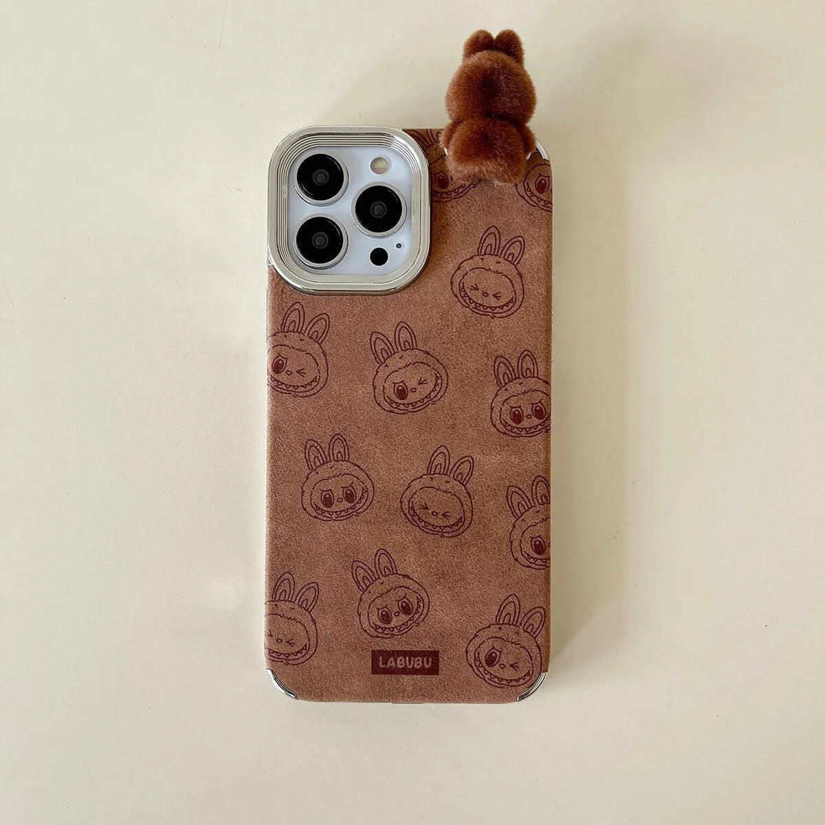 Buy 3D Cartoon Labubu Plush Flannel Phone Case for iPhone with Strap - Labubu at Caseles-iPhone 16 Pro Max, 