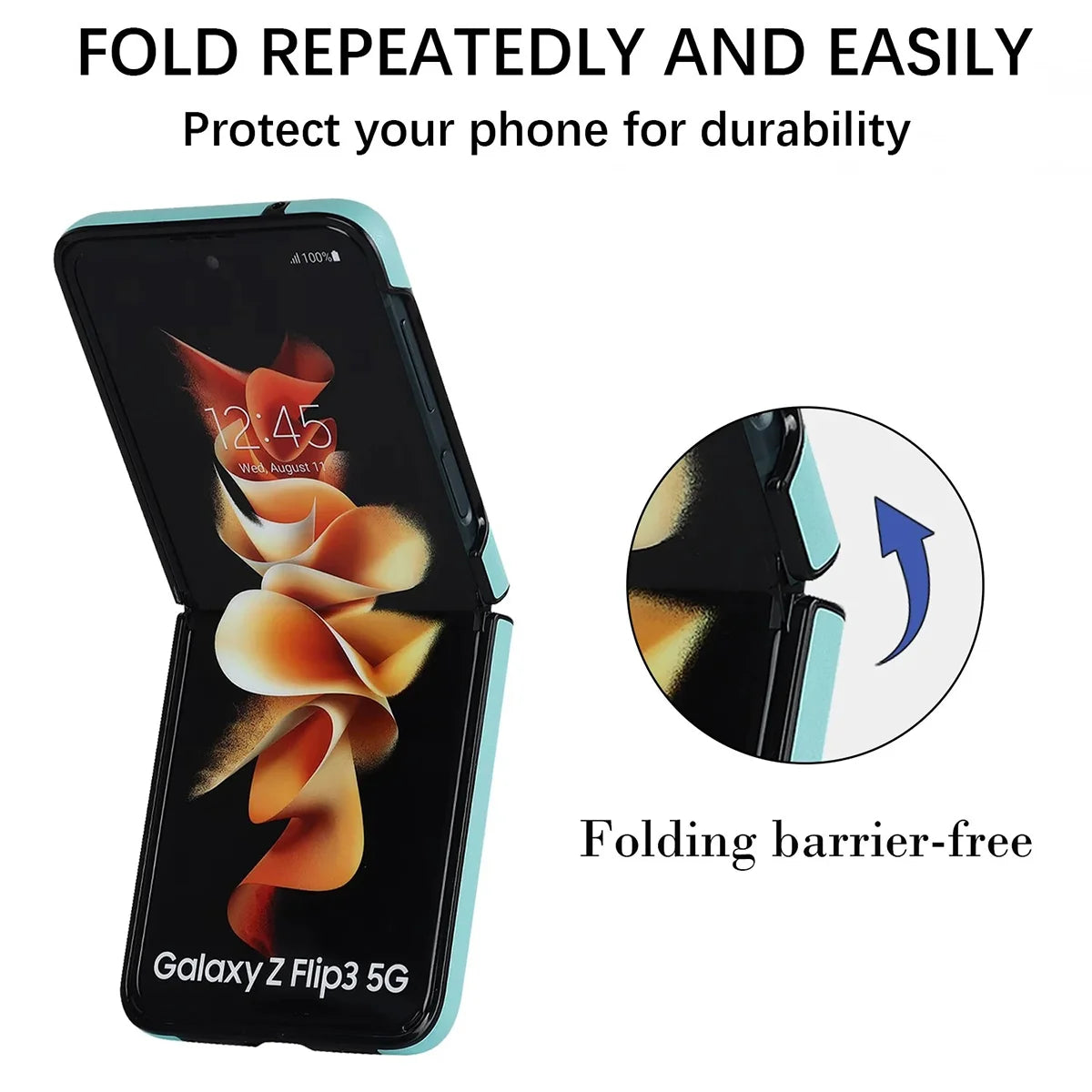 Buy Skin-Touch Leather Flip Case for Galaxy Z Flip, 360° Slim Full Protection Cover , Lanie at Caseles-Samsung Galaxy Z Flip 7, Black