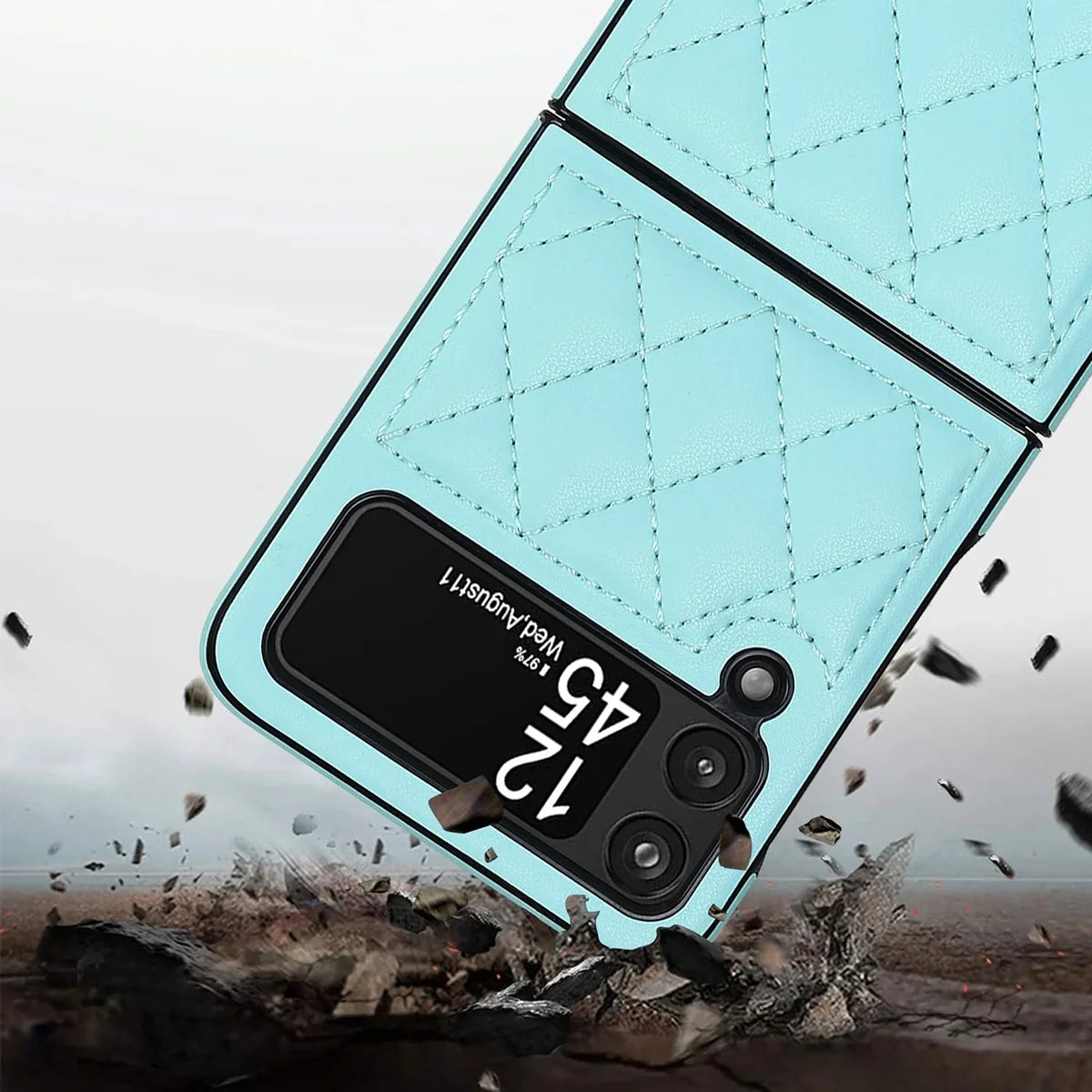 Buy Skin-Touch Leather Flip Case for Galaxy Z Flip, 360° Slim Full Protection Cover , Lanie at Caseles-Samsung Galaxy Z Flip 7, Black