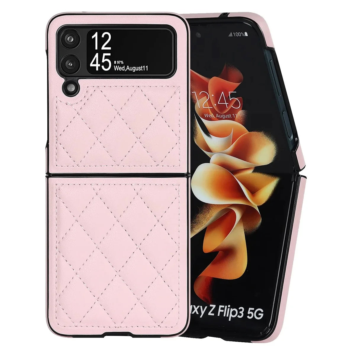 Buy Skin-Touch Leather Flip Case for Galaxy Z Flip, 360° Slim Full Protection Cover , Lanie at Caseles-Samsung Galaxy Z Flip 7, Black