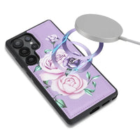 Buy 2-in-1 Floral Armor for Galaxy S: 15 Card Slots, Anti-Spy Shield, RFID Protection & MagSafe - Lana at Caseles-Samsung Galaxy S26 Ultra, Black