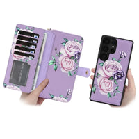 Buy 2-in-1 Floral Armor for Galaxy S: 15 Card Slots, Anti-Spy Shield, RFID Protection & MagSafe - Lana at Caseles-Samsung Galaxy S26 Ultra, Black