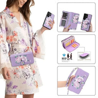 Buy 2-in-1 Floral Armor for Galaxy S: 15 Card Slots, Anti-Spy Shield, RFID Protection & MagSafe - Lana at Caseles-Samsung Galaxy S26 Ultra, Black