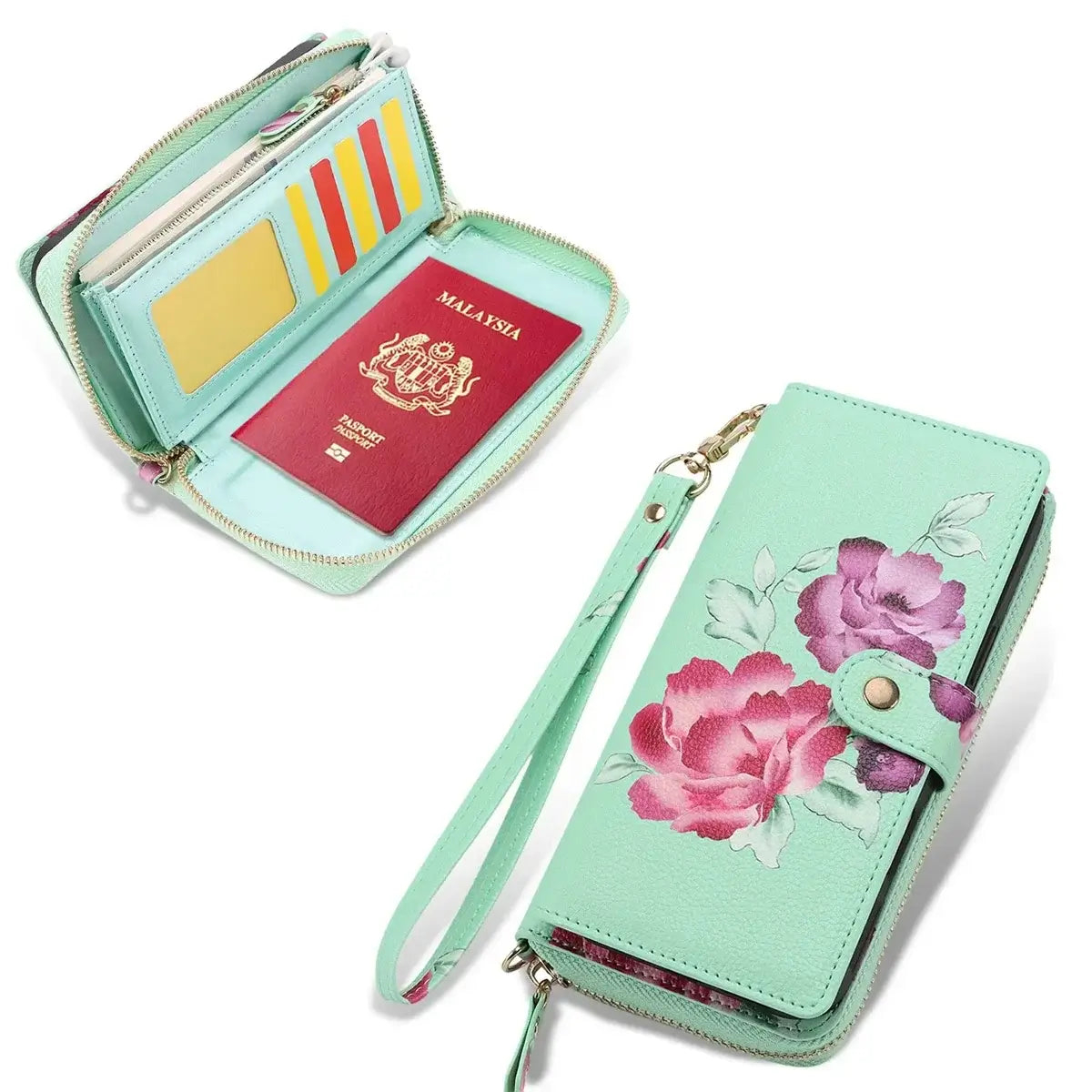 Buy 2-in-1 Floral Armor for Galaxy S: 15 Card Slots, Anti-Spy Shield, RFID Protection & MagSafe - Lana at Caseles-Samsung Galaxy S26 Ultra, Black