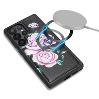 Buy 2-in-1 Floral Armor for Galaxy S: 15 Card Slots, Anti-Spy Shield, RFID Protection & MagSafe - Lana at Caseles-Samsung Galaxy S26 Ultra, Black