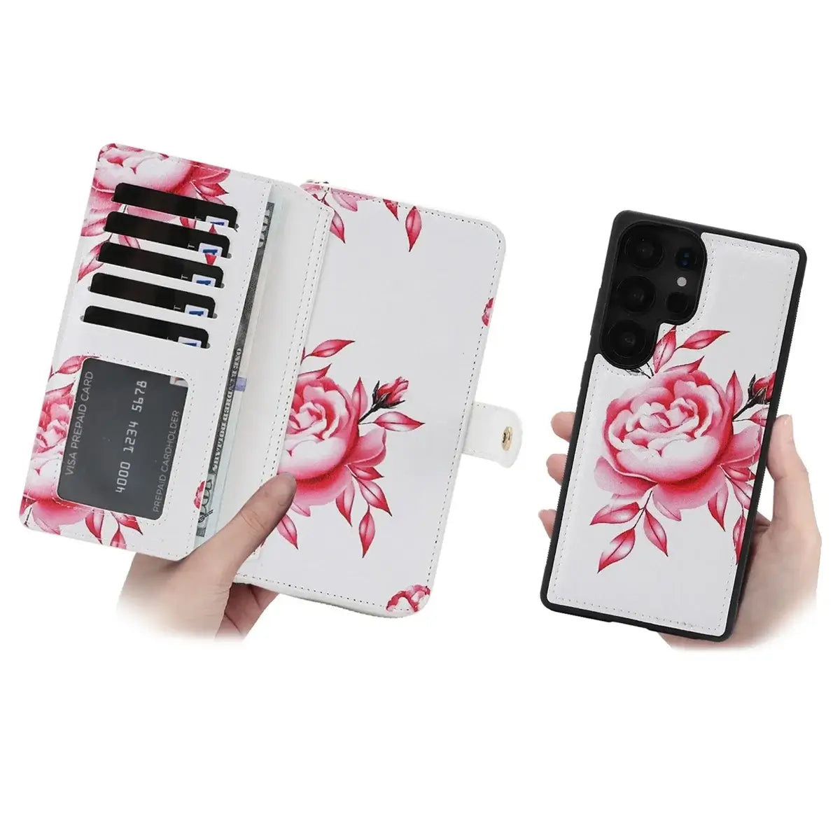Buy 2-in-1 Floral Armor for Galaxy S: 15 Card Slots, Anti-Spy Shield, RFID Protection & MagSafe - Lana at Caseles-Samsung Galaxy S26 Ultra, Black