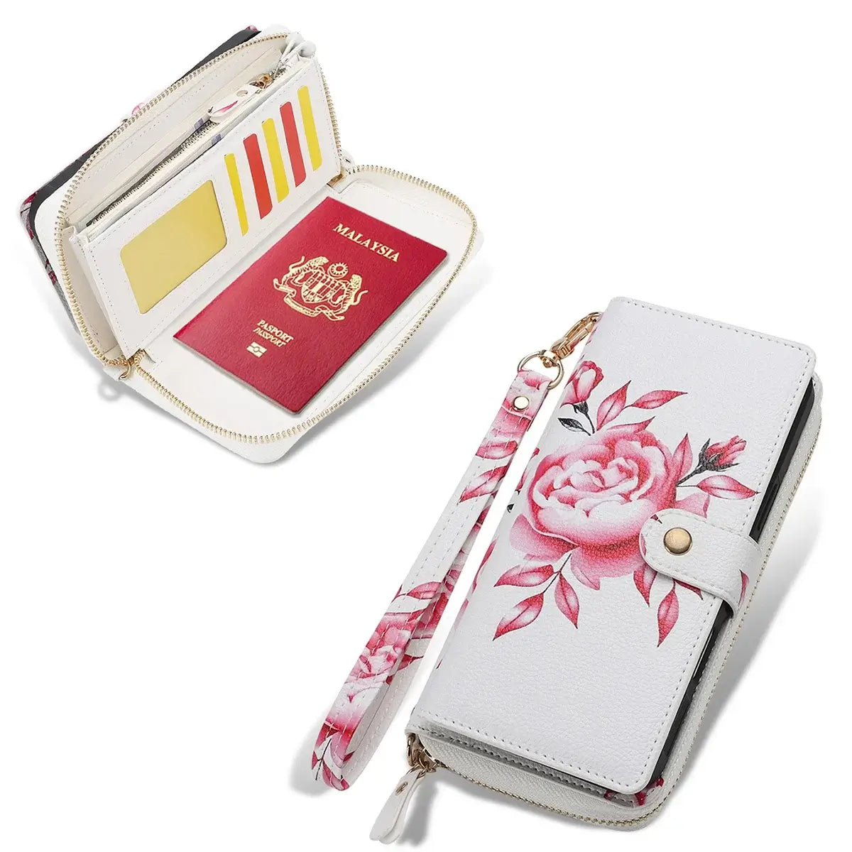 Buy 2-in-1 Floral Armor for Galaxy S: 15 Card Slots, Anti-Spy Shield, RFID Protection & MagSafe - Lana at Caseles-Samsung Galaxy S26 Ultra, Black