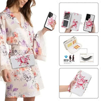 Buy 2-in-1 Floral Armor for Galaxy S: 15 Card Slots, Anti-Spy Shield, RFID Protection & MagSafe - Lana at Caseles-Samsung Galaxy S26 Ultra, Black