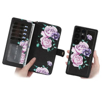 Buy 2-in-1 Floral Armor for Galaxy S: 15 Card Slots, Anti-Spy Shield, RFID Protection & MagSafe - Lana at Caseles-Samsung Galaxy S26 Ultra, Black