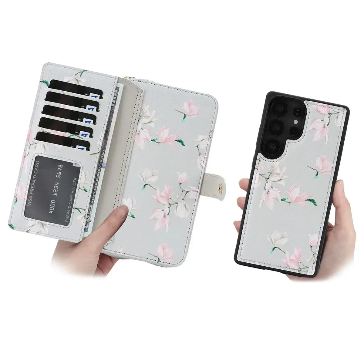 Buy 2-in-1 Floral Armor for Galaxy S: 15 Card Slots, Anti-Spy Shield, RFID Protection & MagSafe - Lana at Caseles-Samsung Galaxy S26 Ultra, Black