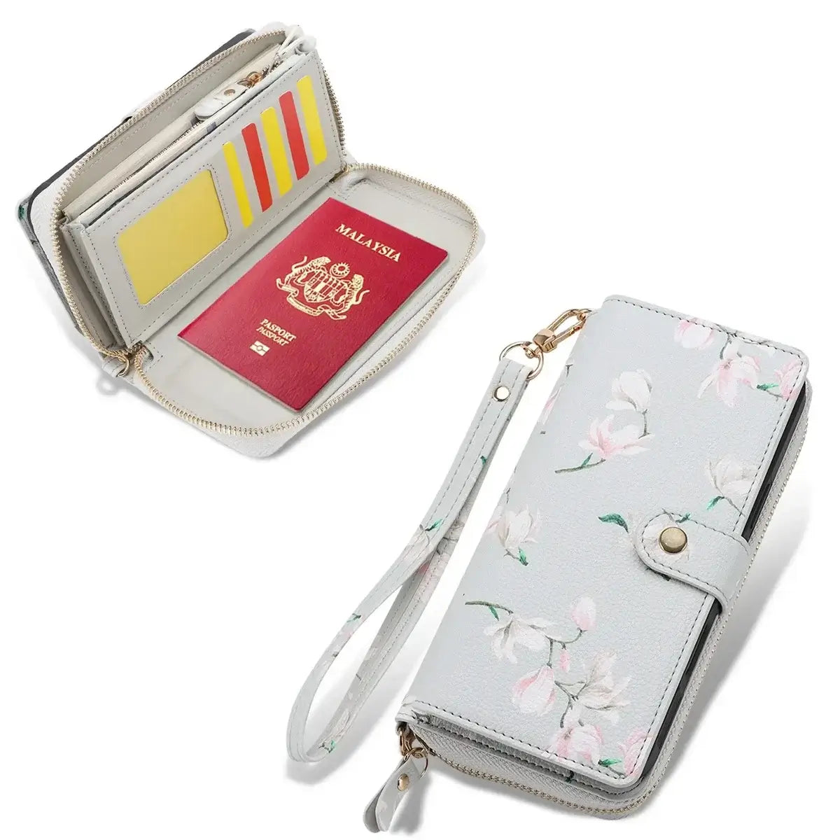 Buy 2-in-1 Floral Armor for Galaxy S: 15 Card Slots, Anti-Spy Shield, RFID Protection & MagSafe - Lana at Caseles-Samsung Galaxy S26 Ultra, Black