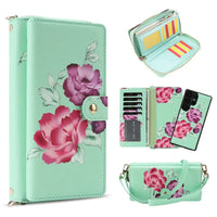 Buy 2-in-1 Floral Armor for Galaxy S: 15 Card Slots, Anti-Spy Shield, RFID Protection & MagSafe - Lana at Caseles-Samsung Galaxy S26 Ultra, Green