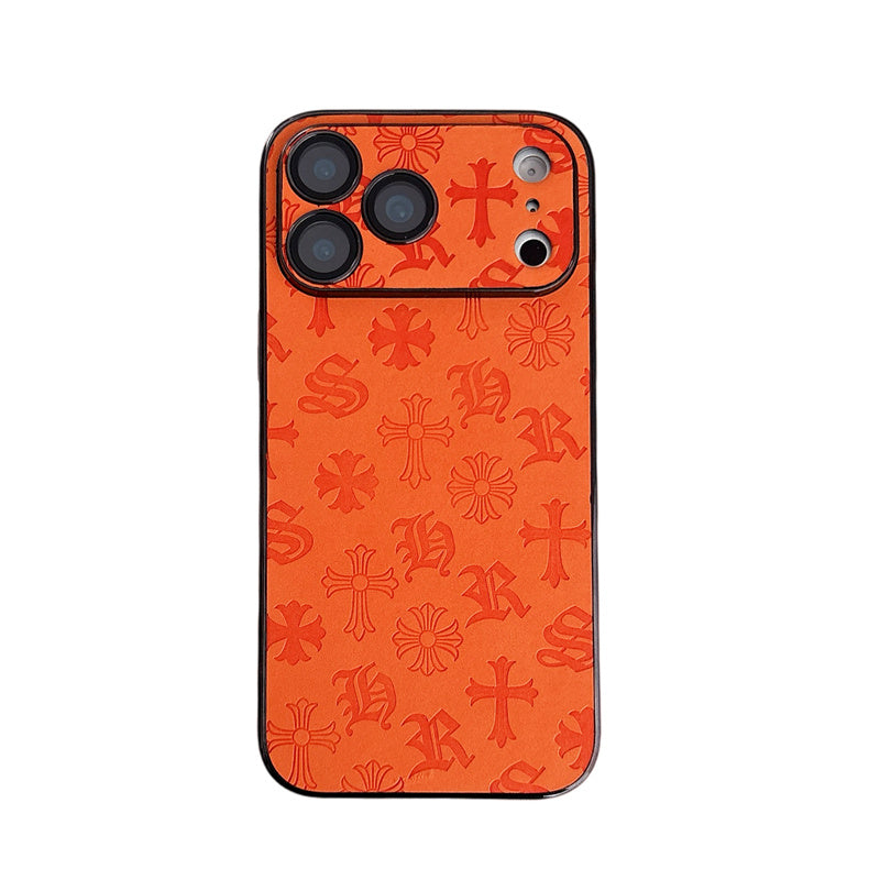 Buy Chrome Hearts Style Leather Case for iPhone, Inspired Metal Cross Design for Stylish - Samson at Caseles-iPhone 17 Pro Max, B