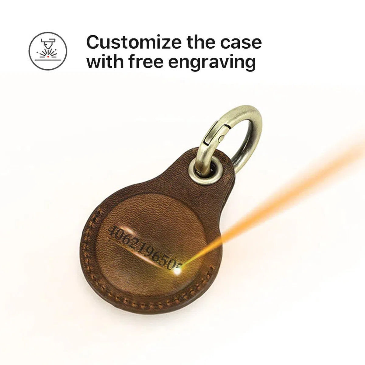 Buy Apple AirTag protective cover first layer cowhide pet anti-lost keychain positioning tracker leather case at Caseles-lea-atag-brown, 