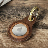 Buy Apple AirTag protective cover first layer cowhide pet anti-lost keychain positioning tracker leather case at Caseles-lea-atag-brown, 