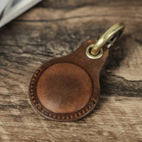 Buy Apple AirTag protective cover first layer cowhide pet anti-lost keychain positioning tracker leather case at Caseles-lea-atag-brown, 