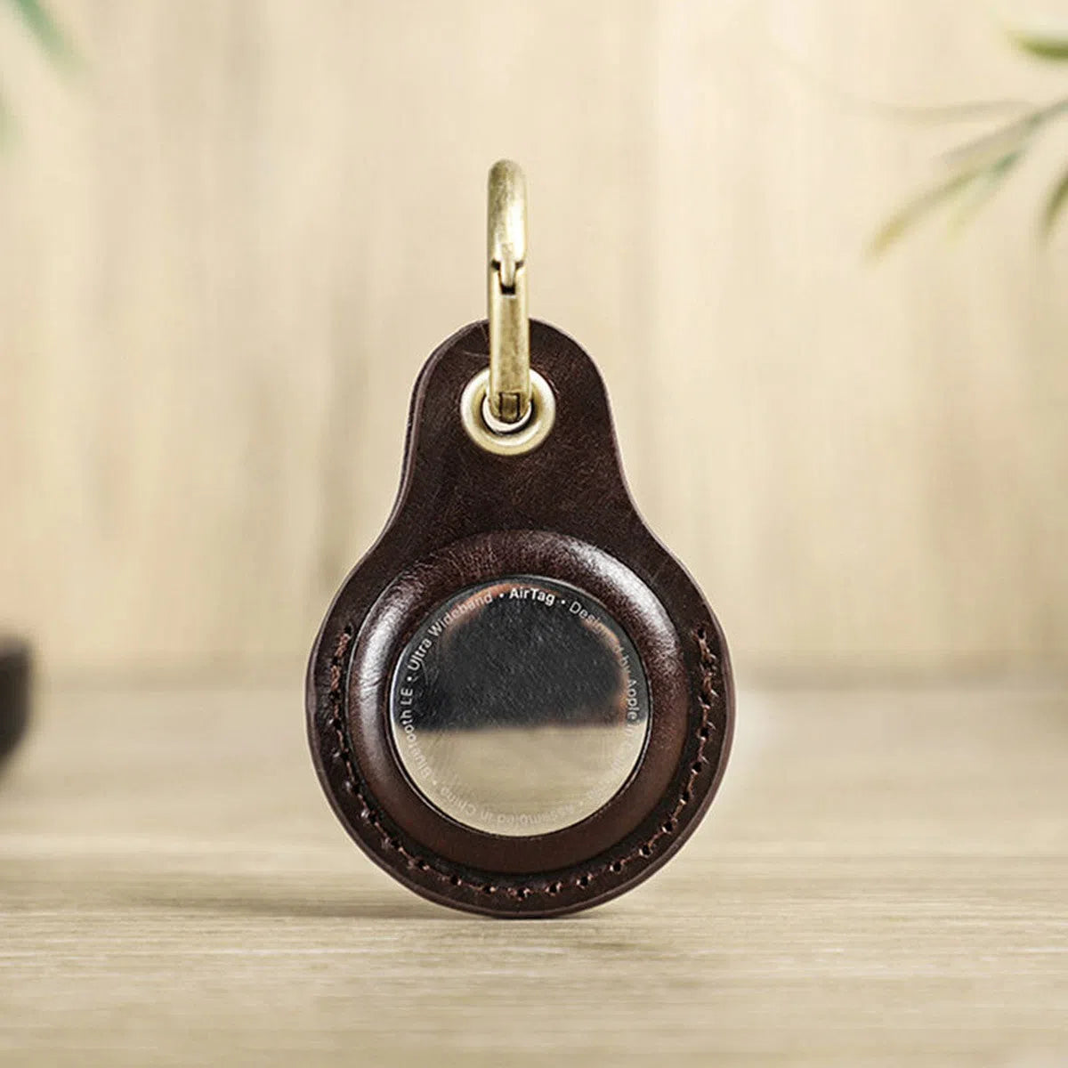 Buy Apple AirTag protective cover first layer cowhide pet anti-lost keychain positioning tracker leather case at Caseles-lea-atag-brown, 