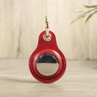Buy Apple AirTag protective cover first layer cowhide pet anti-lost keychain positioning tracker leather case at Caseles-lea-atag-brown, 