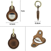 Buy Apple AirTag protective cover first layer cowhide pet anti-lost keychain positioning tracker leather case at Caseles-lea-atag-brown, 