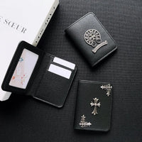 Buy Chrome Hearts Black Leather Wallet for Men with Card Slots, Zipper Coin Pocket & Snap Closure - LEATHER EMBOSSED WALLET at Caseles-Style 1, 